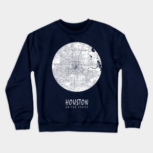 Houston, USA City Map - Full Moon Crewneck Sweatshirt